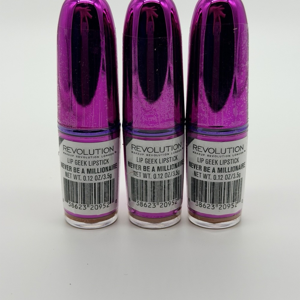 Revolution Lip Geek Lipstick Never Be A Millionaire London Makeup Three Pack*